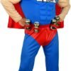 Super beer man (tuta muscolosa con mantello, cintura porta lattine, cappellino)
