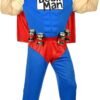 Super beer man (tuta muscolosa con mantello, cintura porta lattine, cappellino)