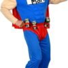 Super beer man (tuta muscolosa con mantello, cintura porta lattine, cappellino)