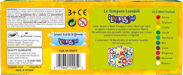 Tempere lavabilissimi 10 colori