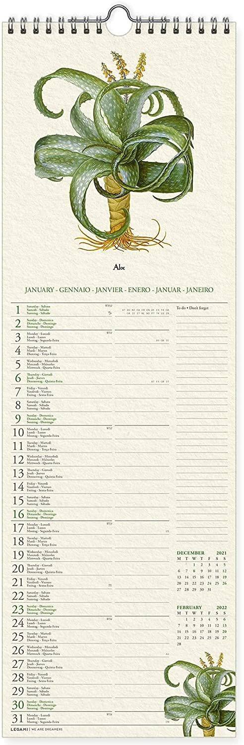Uncoated paper calendar 2022 -16x49 cm herbarium