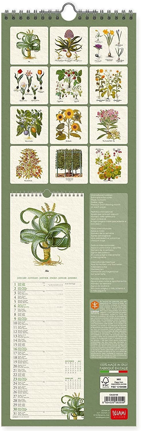 Uncoated paper calendar 2022 -16x49 cm herbarium