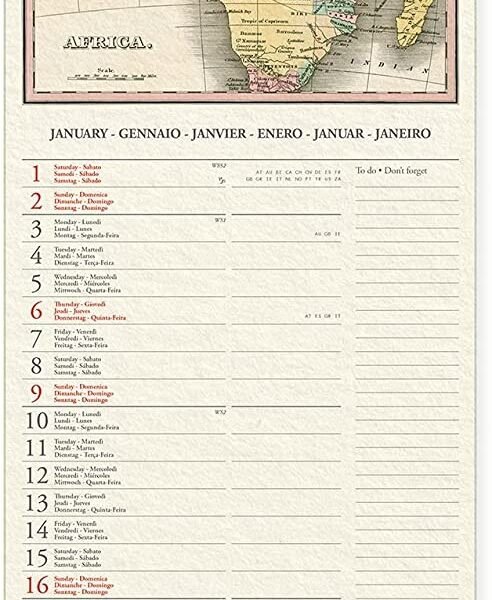 UNCOATED PAPER CALENDAR 2022
-16X49 cm VINTAGE MAPS
