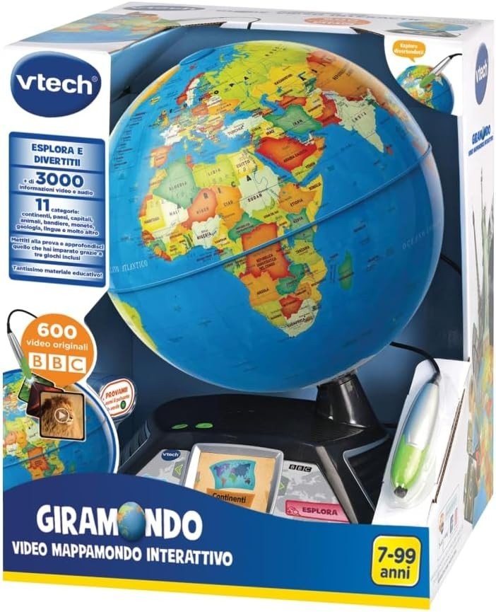 VTech Giramondo Video Mappamondo Interattivo con Penna Touch e Schermo 2.7"