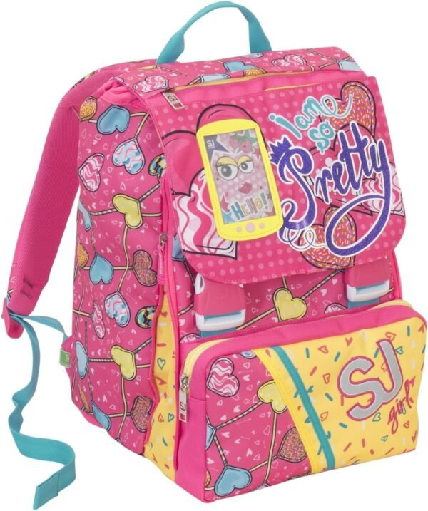 ZAINO SDOPPIABILE SJ.GANG GIRL ROSA CON CUORI