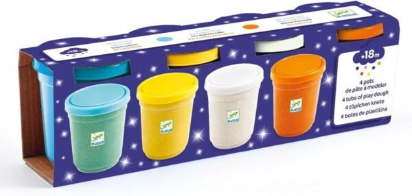 4 pots of glittery play dough