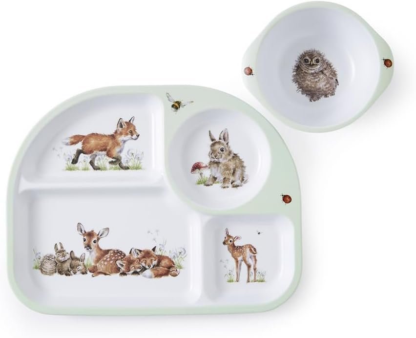 Little Wren 2pc Set Divided Plate and Bowl EU