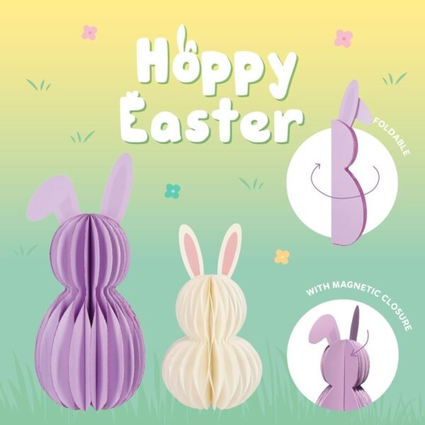 Set di 2 Coniglietti Pieghevoli in Carta - Hoppy Easter