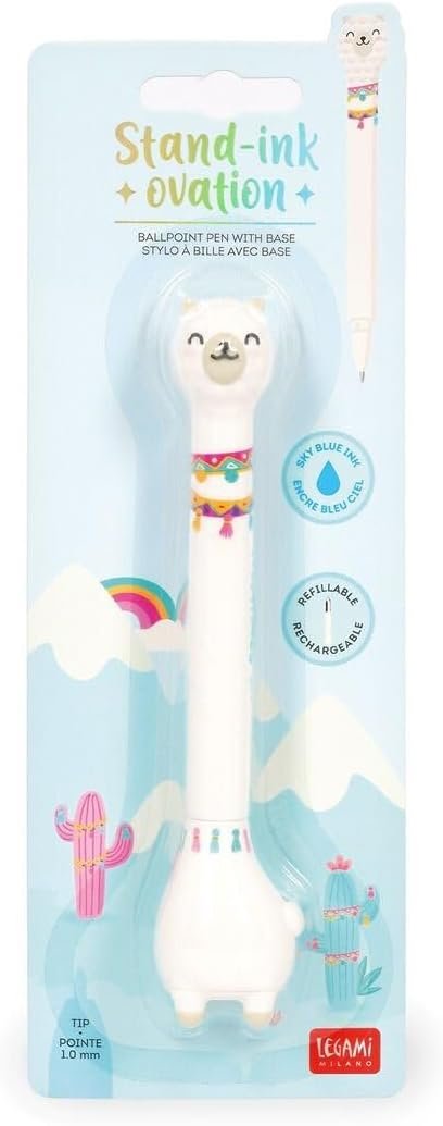 Stand-ink Ovation - Penna A Sfera Con Base - Llama - 1 Mm - Sky Blue Ink