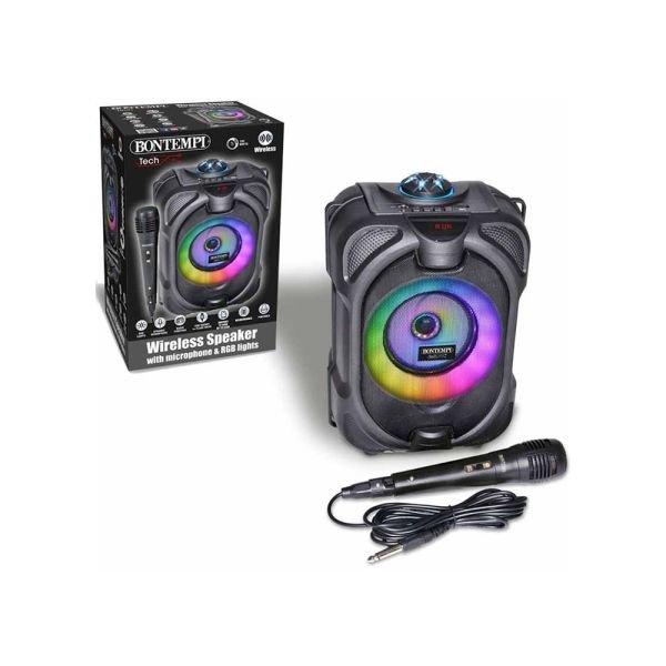Cassa wireless con microfono e luci RGB