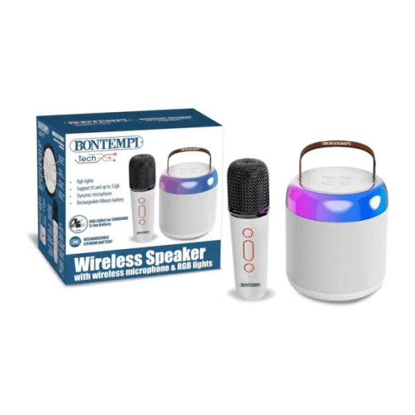Cassa wireless con microfono wireless e luci RGB