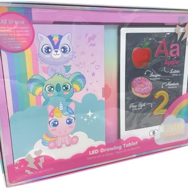 Colouring lcd tablet with 20 template sheets sweet dreams & friends