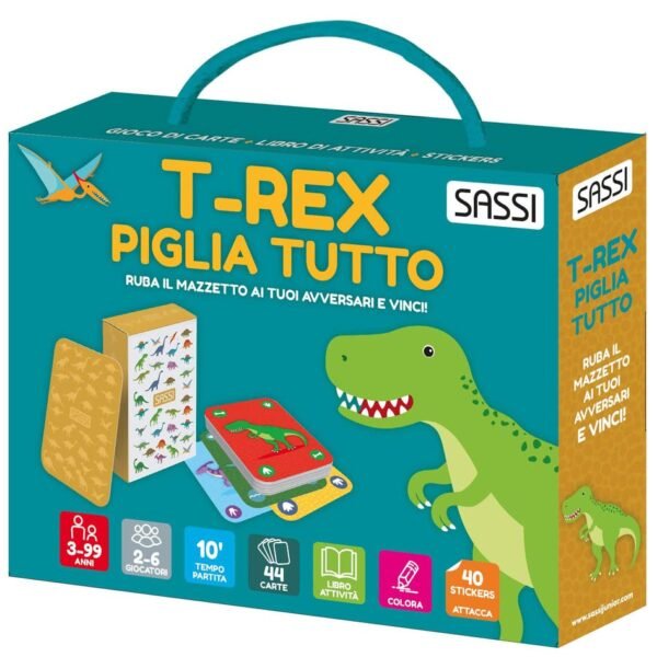 VALIGETTA CON CARTE E STICKERS - T-REX PIGLIA TUTTO .