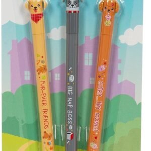 SET OF 3 ERASABLE GEL PENS - GOLDEN + BULLDOG + POODLE