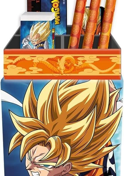 Desk caddy with stationery dragon ball