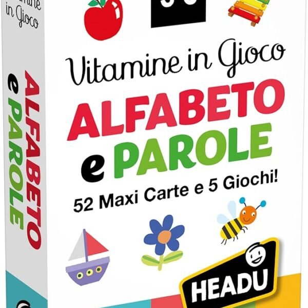 Carte vitamine in gioco alfabeto e parole