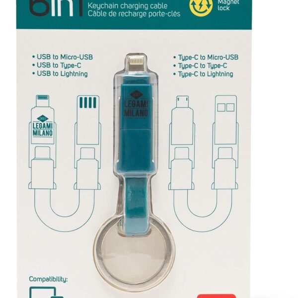 6-in-1 Keychain Charging Cable - Cavo Ric. Portachiavi 6 In 1 - Petrol