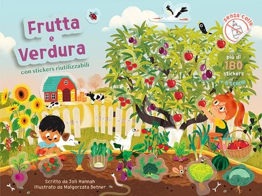 Frutta e verdura con stickers riutilizzabili