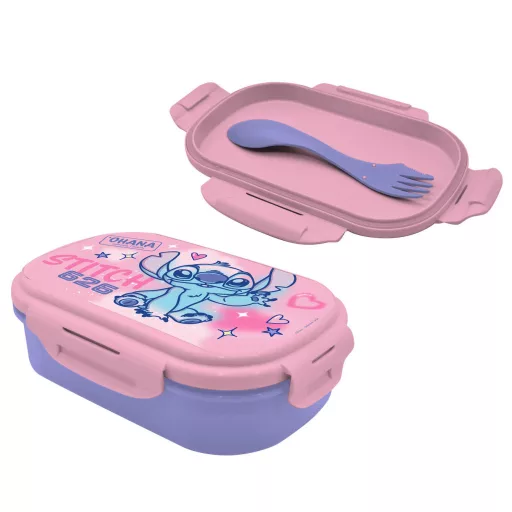 Rectangular lunch box with cutlery stitch