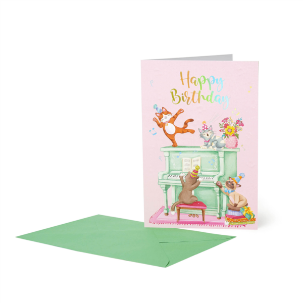 BIGLIETTO D'AUGURI - GREETINGCARD - PIANO CATS