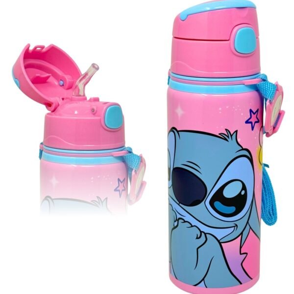 Aluminium water bottle with strap 600ml stitch