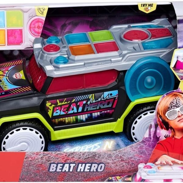 Simba dickie toys veicolo beat hero 33,5cm funzionamento a ruota libera, luci e suoni, con jack per le cuffie, 3 modalit&agrave; musicali: riproduzione libera, registrazione e sfida