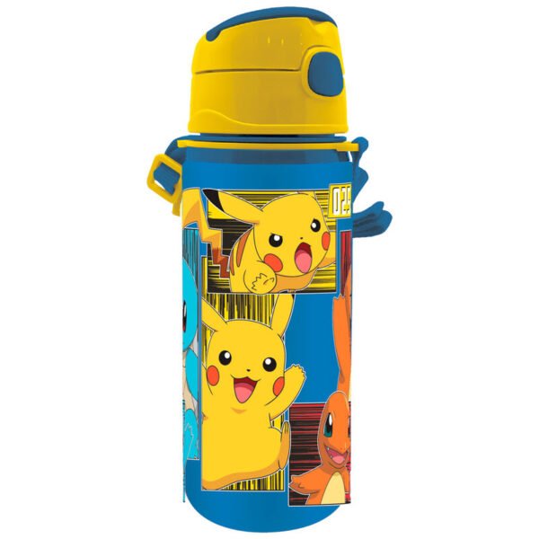 Aluminium water bottle with strap 600ml pokemon