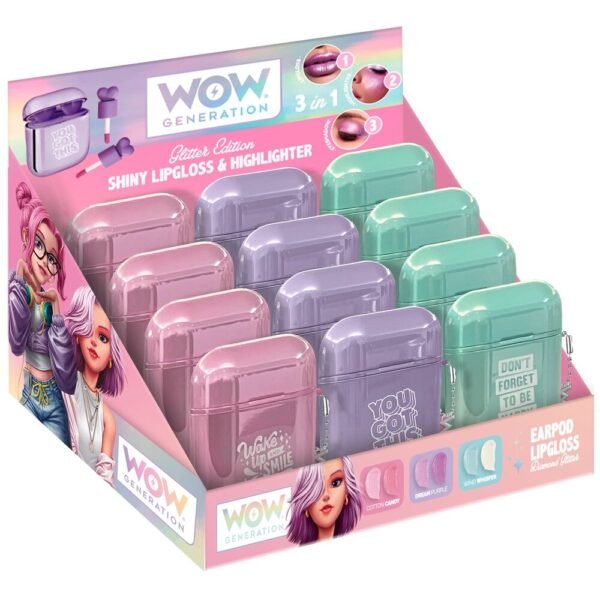 3 In 1 glitter for cheeks, eyes & lips wow generation