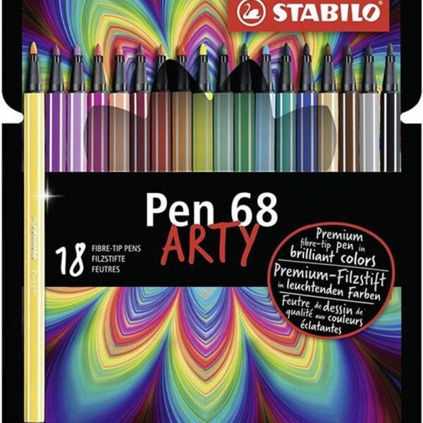 STABILO Pen 68 astuccio in cartone ARTY da 18 colori ass.