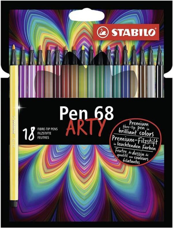 STABILO Pen 68 astuccio in cartone ARTY da 18 colori ass.