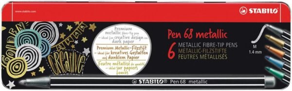 STABILO Pen 68 metallic scatola metallo da 6 pz. in 5 colori ass
