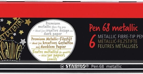 STABILO Pen 68 metallic scatola metallo da 6 pz. in 5 colori ass