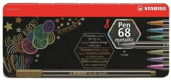 Stabilo pen 68 metallic scatola metallo da 8 colori ass