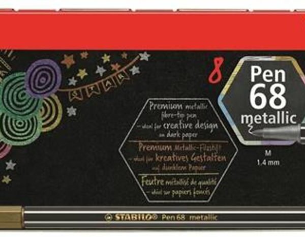 Stabilo pen 68 metallic scatola metallo da 8 colori ass