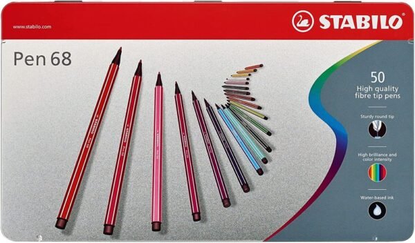 Stabilo pen 68 scatola in metallo arty da 50 colori ass.